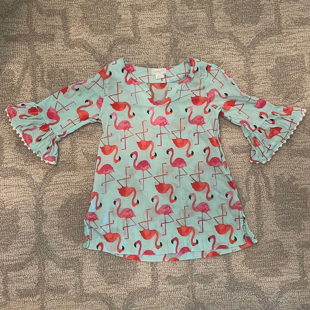 Mud pie, toddler flamingo cover up